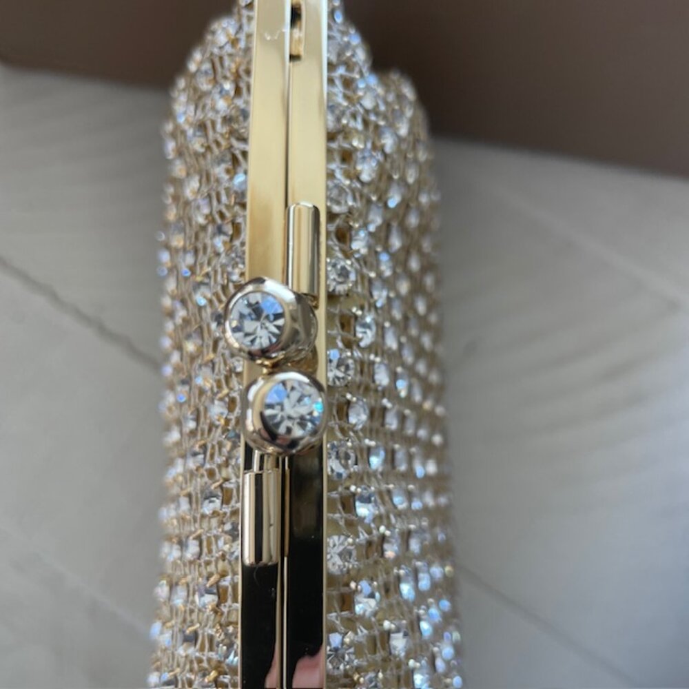 MENBUR GOLD CRYSTAL MESH CLUTCH SMALL SHOULDER BAG #12721-36 NWB - Picture 11 of 15